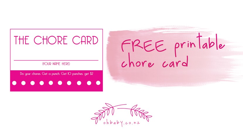 Chore reward cards