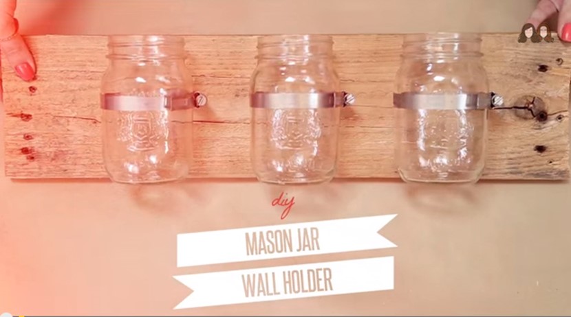 DIY Rustic Mason Jar Wall Holder