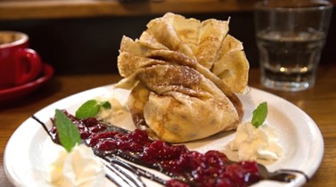 Berry and apple crepe parcels