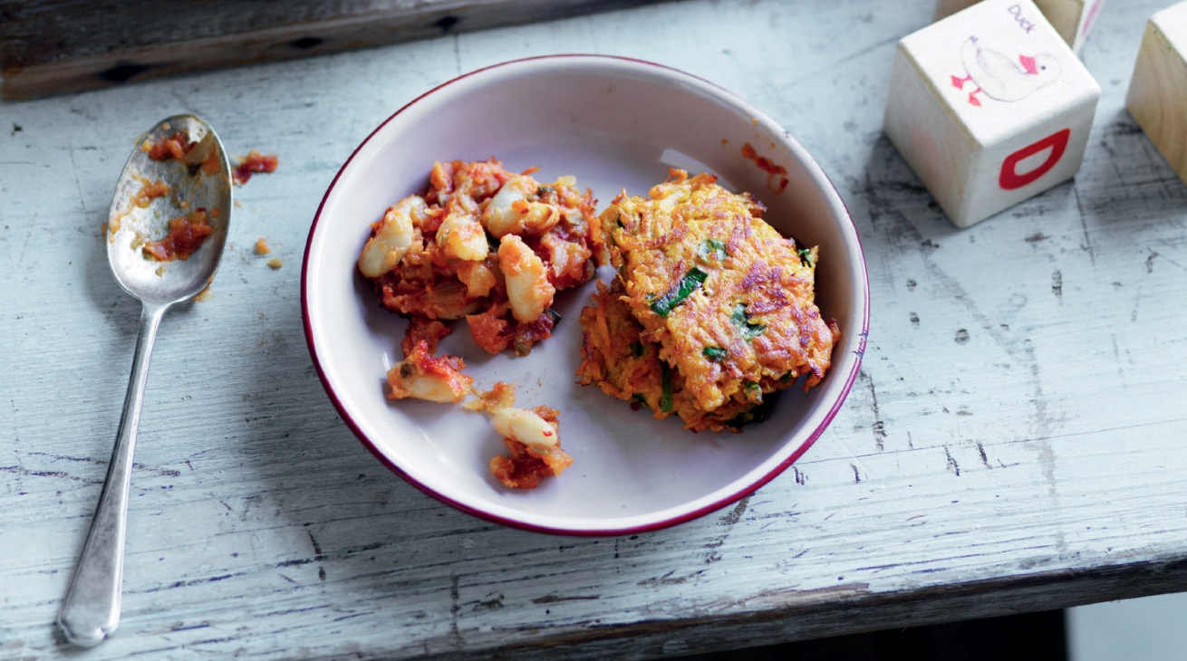 Sweet Potato Hash Browns with Baked Beans