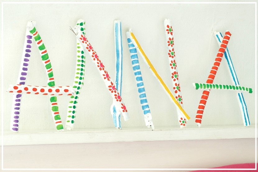Fun painted twig letters