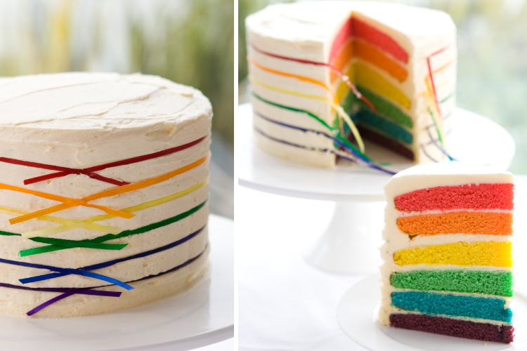 Rainbow coloured cake