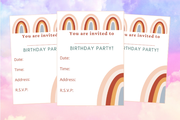 Rainbow party invitations
